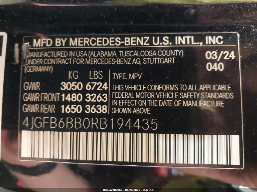 2024 Mercedes-Benz GLE-Class - 4JGFB6BB0RB194435