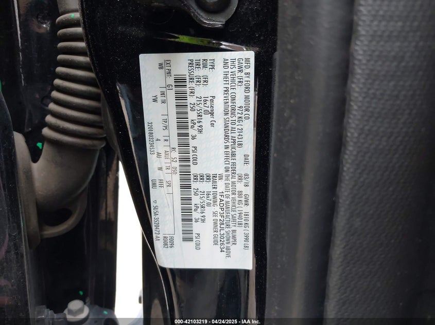 2018 FORD FOCUS SE - 1FADP3F28JL302634