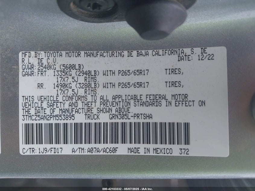 2023 TOYOTA TACOMA TRD SPORT - 3TMCZ5AN2PM553895