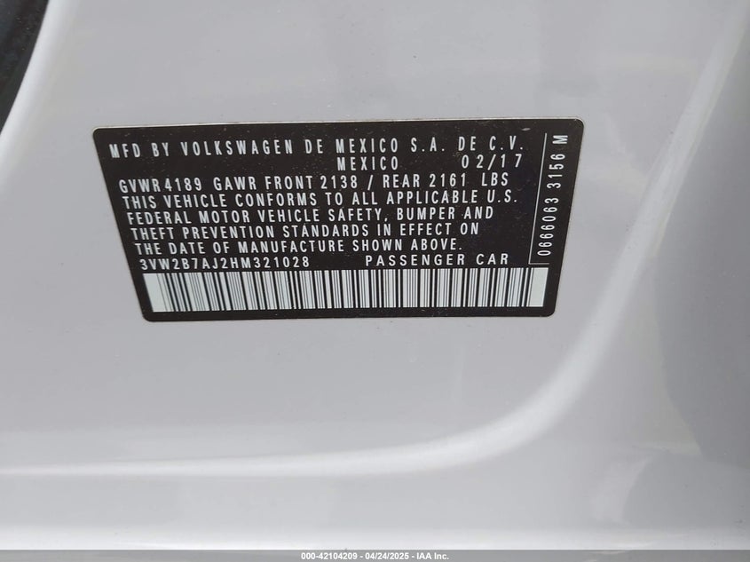 2017 VOLKSWAGEN JETTA 1.4T S - 3VW2B7AJ2HM321028