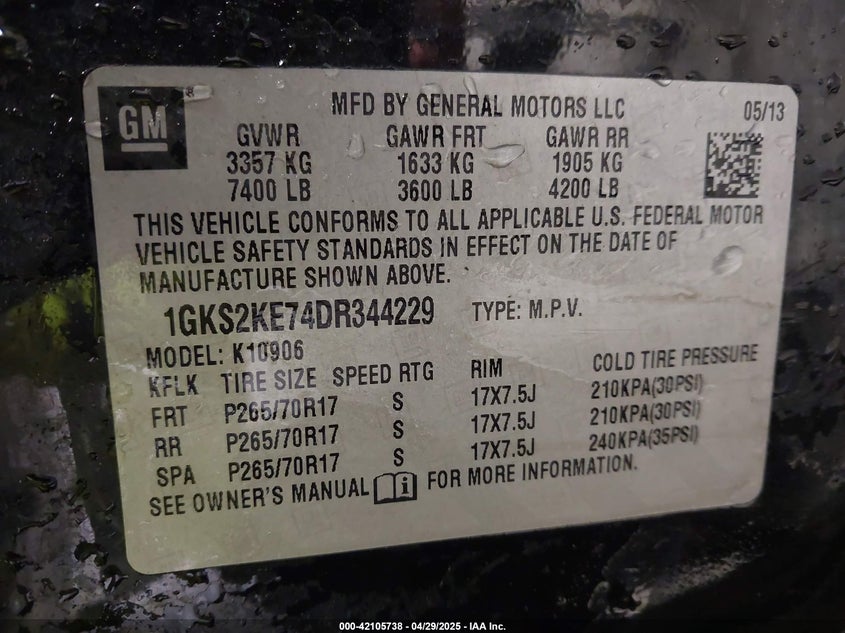 2013 GMC YUKON XL 1500 SLT - 1GKS2KE74DR344229