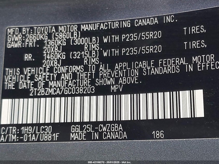 2016 LEXUS RX 350 F SPORT - 2T2BZMCA7GC038203