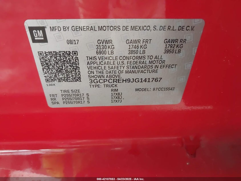 2018 CHEVROLET SILVERADO 1500 1LT - 3GCPCREH9JG141767