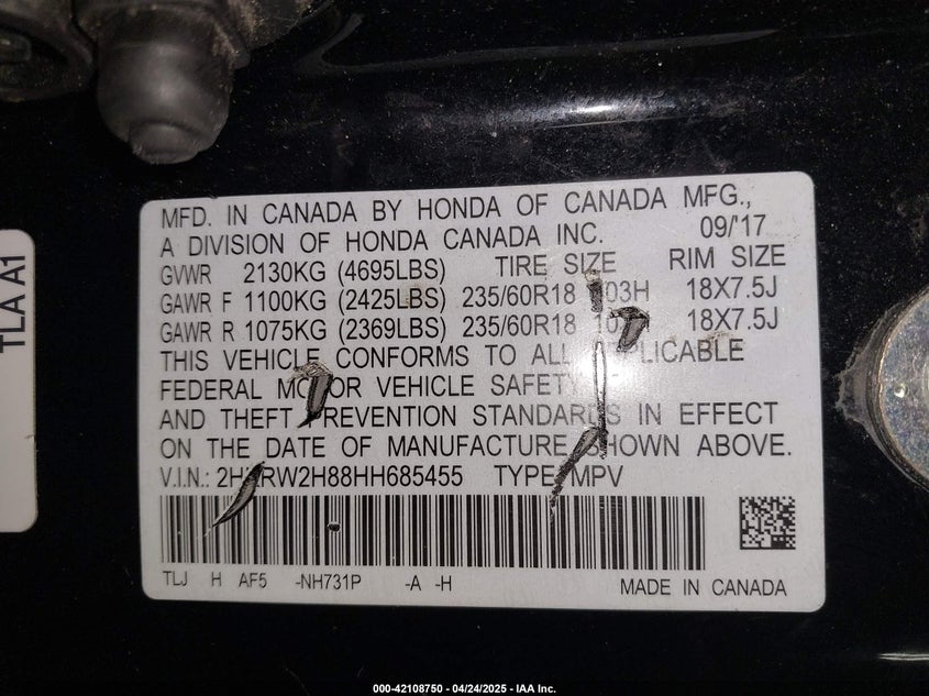 2017 HONDA CR-V EX-L/EX-L NAVI - 2HKRW2H88HH685455