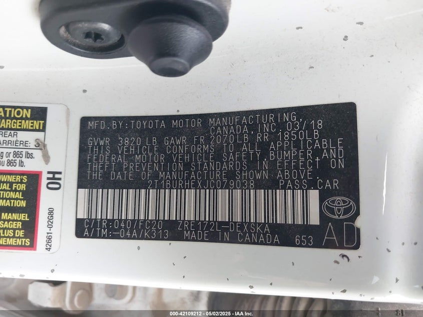 2018 TOYOTA COROLLA SE - 2T1BURHEXJC079038