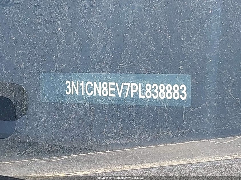 2023 Nissan Versa 1.6 Sv Xtronic Cvt VIN: 3N1CN8EV7PL838883 Lot: 42110231
