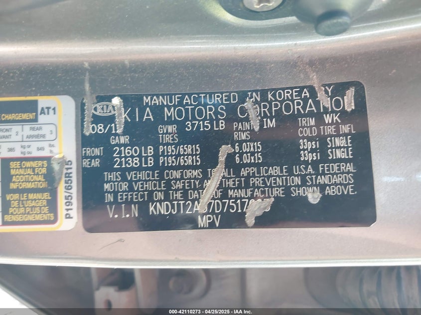 2013 KIA SOUL VIN: KNDJT2A57D7517665
