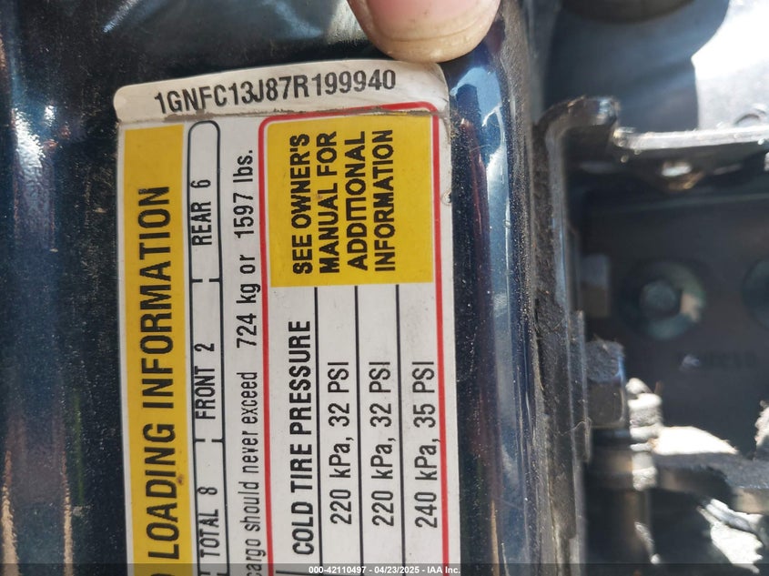 2007 Chevrolet Tahoe Lt VIN: 1GNFC13J87R199940 Lot: 42110497