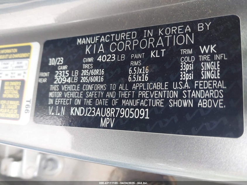 2024 KIA SOUL VIN: KNDJ23AU8R7905091