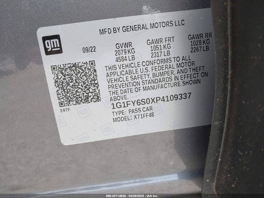 2023 CHEVROLET BOLT EUV VIN: 1G1FY6S0XP4109337
