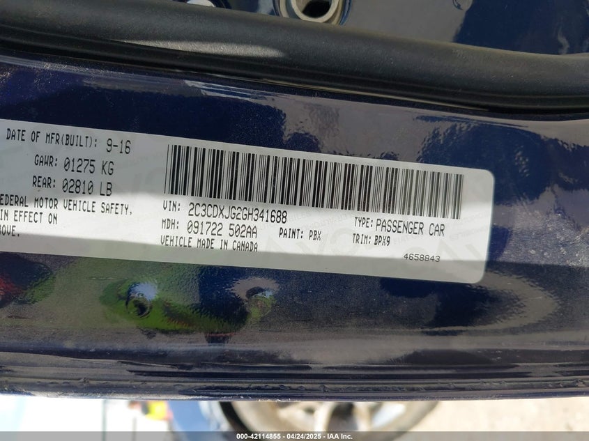 2016 DODGE CHARGER SXT - 2C3CDXJG2GH341688