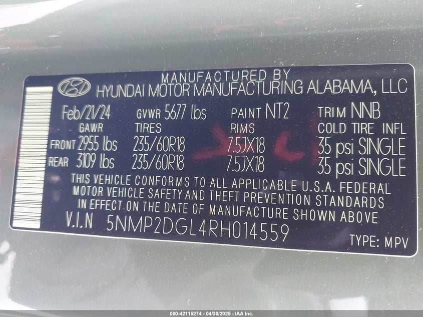 2024 HYUNDAI SANTA FE SEL - 5NMP2DGL4RH014559