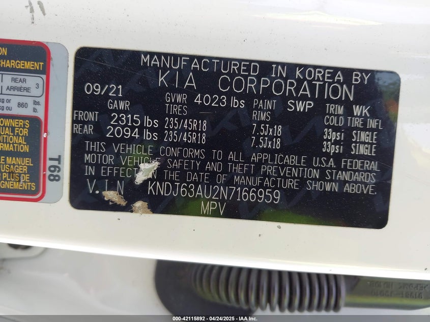 2022 KIA SOUL VIN: KNDJ63AU2N7166959