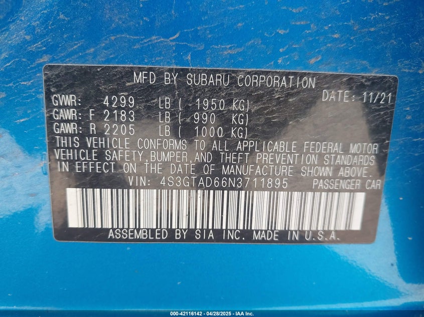 2022 SUBARU IMPREZA PREMIUM 5-DOOR - 4S3GTAD66N3711895