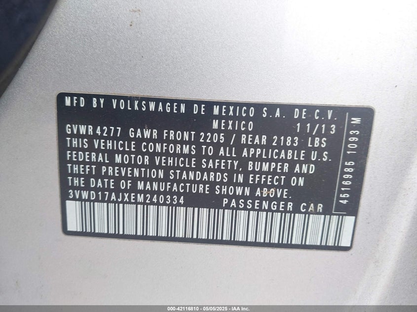 2014 VOLKSWAGEN JETTA 1.8T SE - 3VWD17AJXEM240334