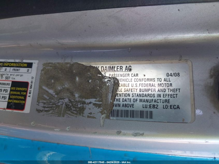 2008 Smart Fortwo Passion VIN: WMEEK31X78K148371 Lot: 42117845