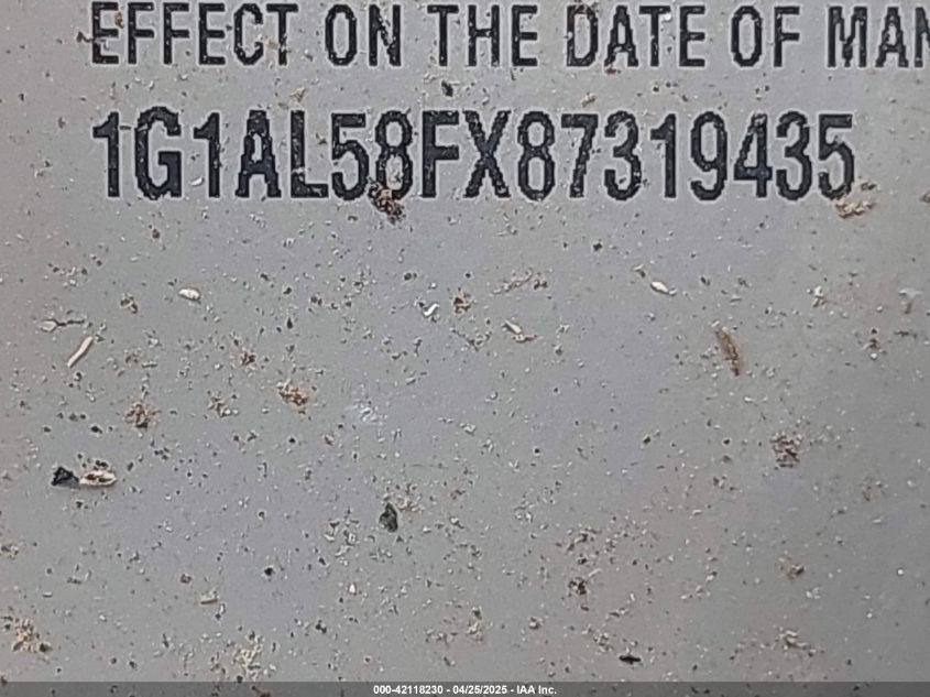 2008 Chevrolet Cobalt Lt VIN: 1G1AL58FX87319435 Lot: 42118230