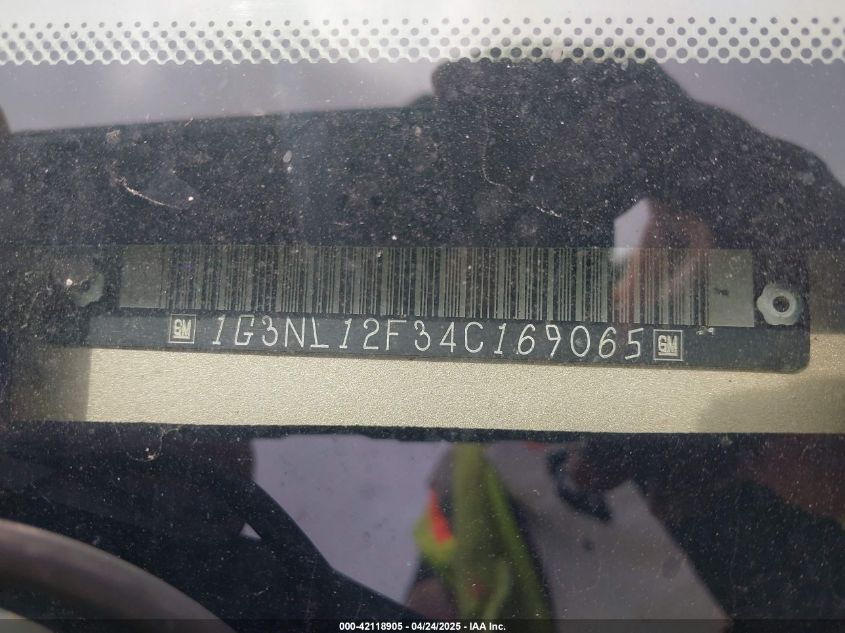 2004 Oldsmobile Alero Gl1 VIN: 1G3NL12F34C169065 Lot: 42118905