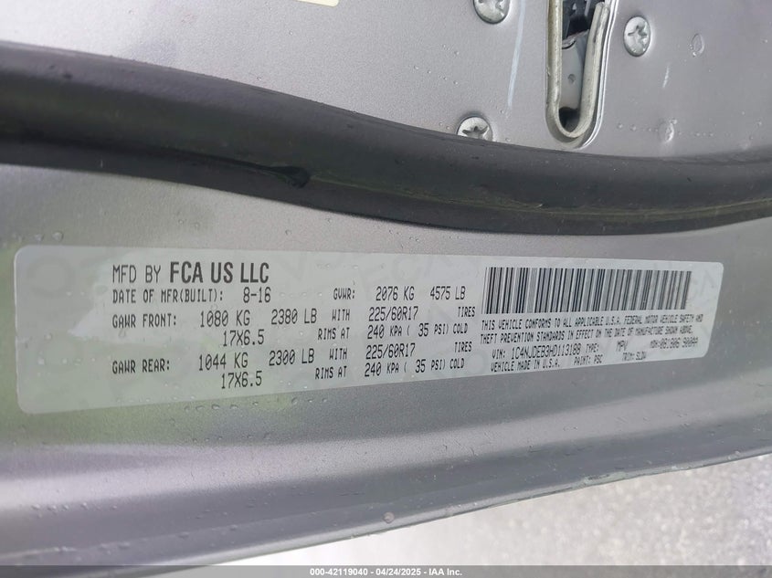 2017 JEEP COMPASS HIGH ALTITUDE 4X4 - 1C4NJDEB3HD113188