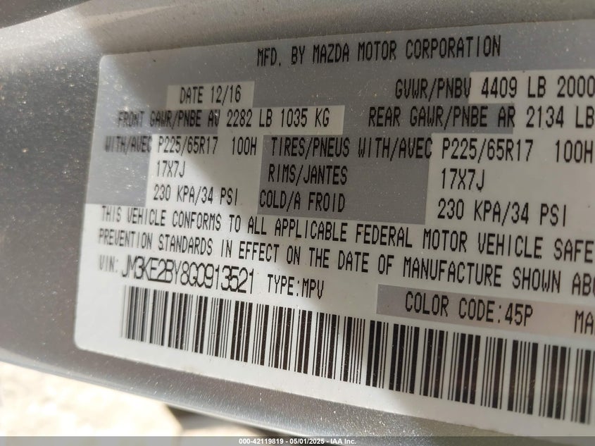 2016 MAZDA CX-5 SPORT - JM3KE2BY8G0913521