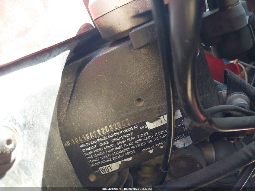 1997 BMW R1100 Rt VIN: WB10418A7VZC62642 Lot: 42120078