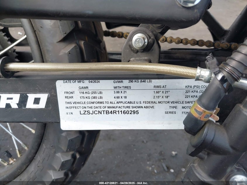 2024 ZONG MC VIN: LZSJCNTB4R1160295