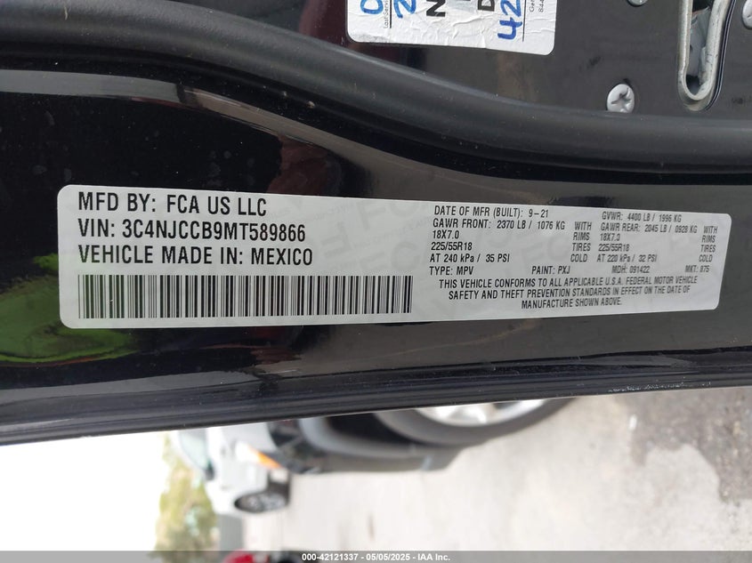 2021 JEEP COMPASS LIMITED FWD - 3C4NJCCB9MT589866