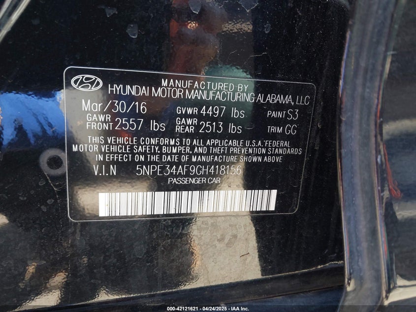 2016 HYUNDAI SONATA LIMITED - 5NPE34AF9GH418156