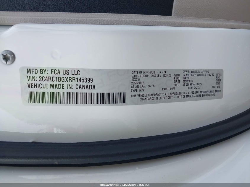 2024 CHRYSLER PACIFICA TOURING L - 2C4RC1BGXRR145399