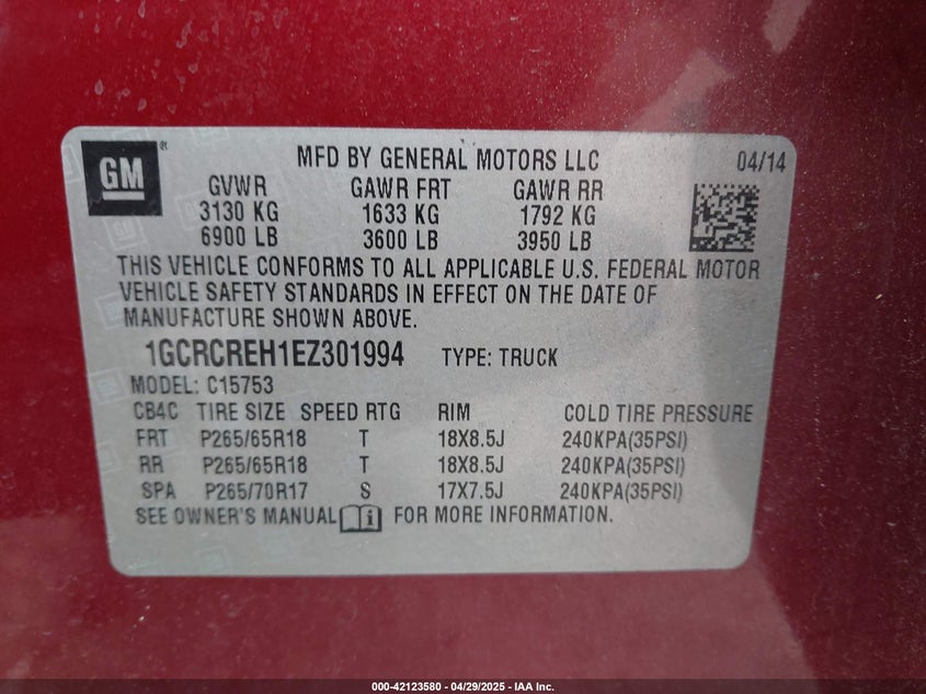 2014 CHEVROLET SILVERADO 1500 1LT - 1GCRCREH1EZ301994