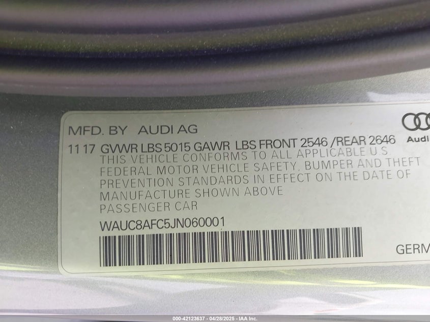 2018 AUDI A6 2.0T PREMIUM/2.0T SPORT - WAUC8AFC5JN060001