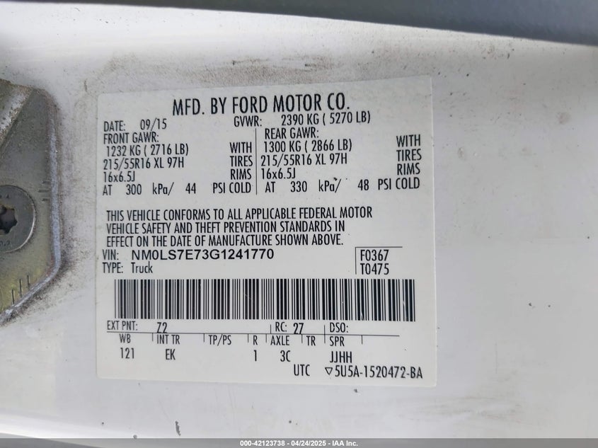 2016 FORD TRANSIT CONNECT XL - NM0LS7E73G1241770