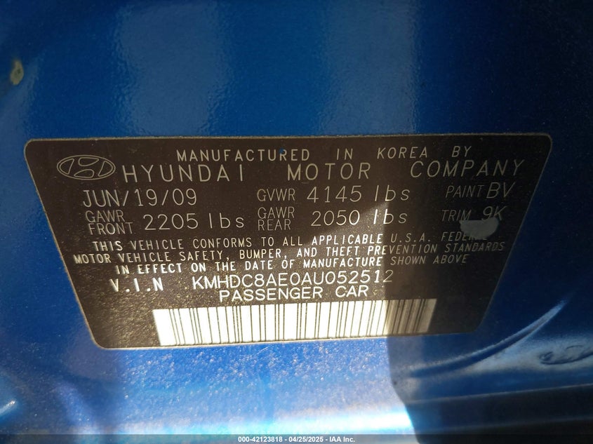 2010 HYUNDAI ELANTRA TOURING VIN: KMHDC8AE0AU052512