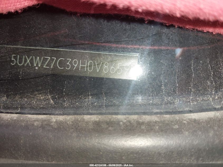 2017 BMW X3 Sdrive28I VIN: 5UXWZ7C39H0V86593 Lot: 42124186