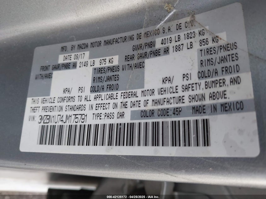 2018 MAZDA MAZDA3 SPORT - 3MZBN1U74JM175791