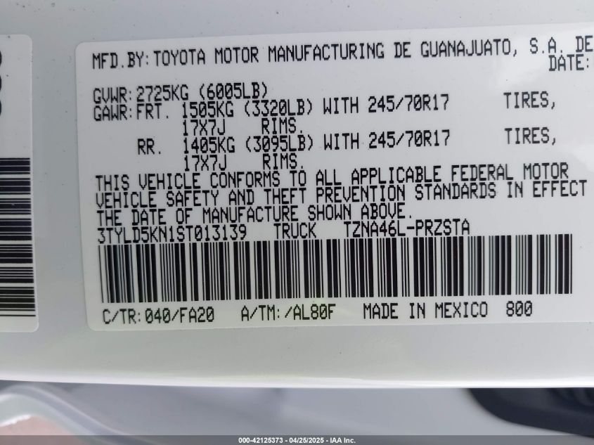 2025 Toyota Tacoma - 3TYLD5KN1ST013139