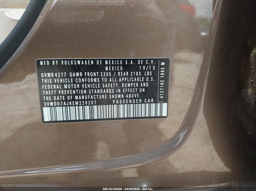 2014 VOLKSWAGEN JETTA 1.8T SE - 3VWD07AJ6EM226207