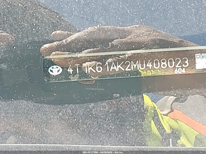 2021 TOYOTA CAMRY VIN: 4T1K61AK2MU408023