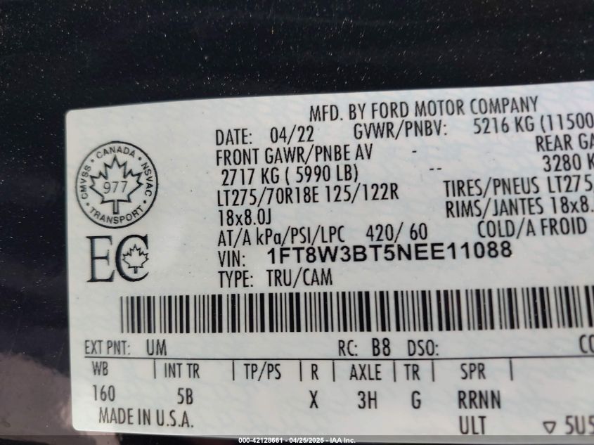 2022 Ford F-350 - 1FT8W3BT5NEE11088