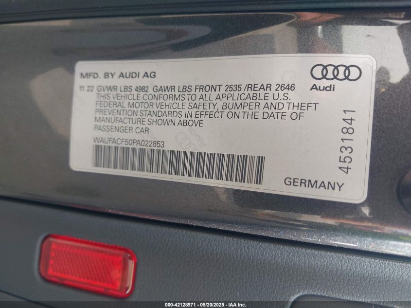 2023 Audi A5 Sportback - WAUFACF50PA022853