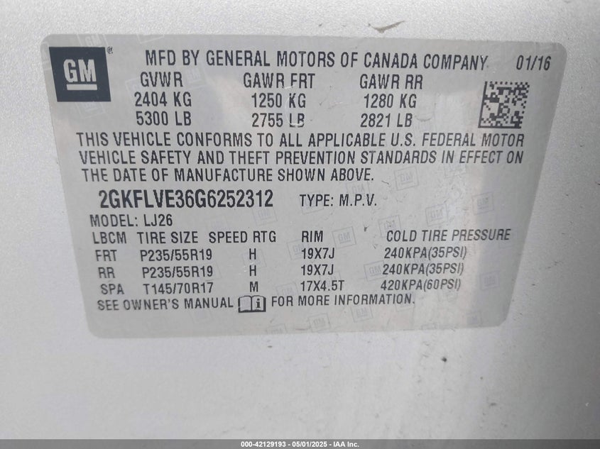 2016 GMC TERRAIN DENALI - 2GKFLVE36G6252312