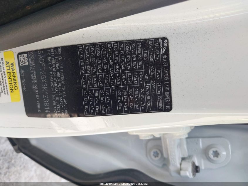 2019 Jaguar E-Pace R-Dynamic S VIN: SADFT2GX3K1Z38141 Lot: 42129525