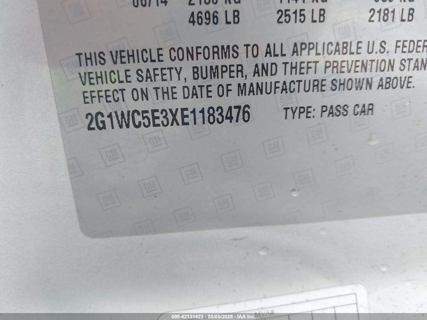 2014 CHEVROLET IMPALA LIMITED LTZ - 2G1WC5E3XE1183476