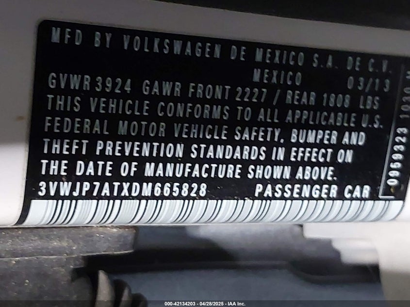 2013 VOLKSWAGEN BEETLE 2.5L - 3VWJP7ATXDM665828
