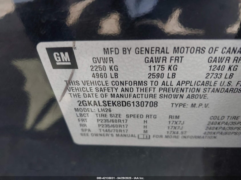 2013 GMC TERRAIN SLE-2 - 2GKALSEK8D6130708