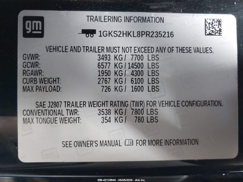 2023 GMC Yukon XL - 1GKS2HKL8PR235216