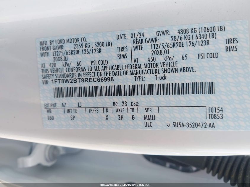 2024 Ford F-250 - 1FT8W2BT8REC66998