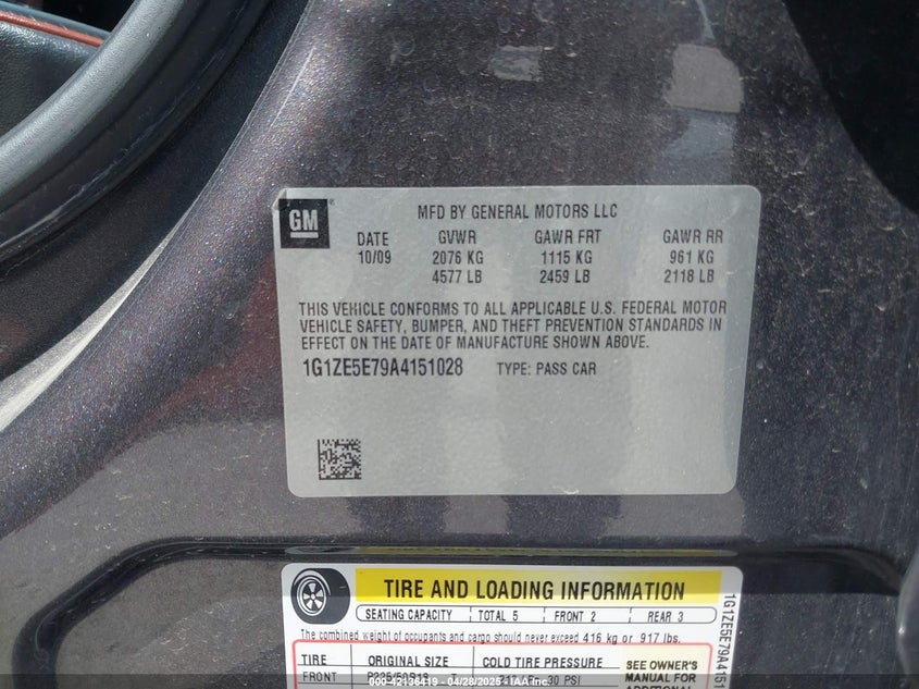 2010 CHEVROLET MALIBU VIN: 1G1ZE5E79A4151028