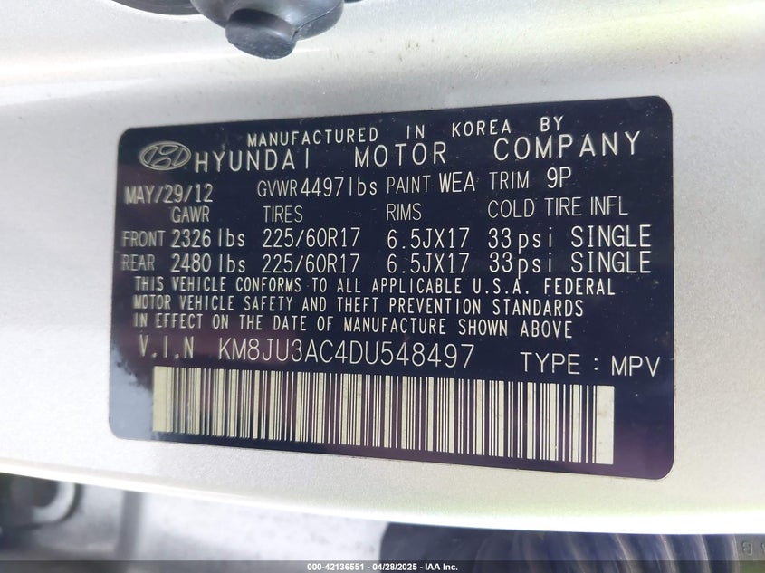 2013 HYUNDAI TUCSON GLS - KM8JU3AC4DU548497