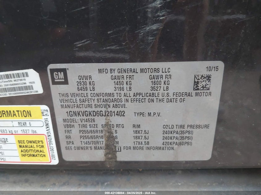 2016 CHEVROLET TRAVERSE 1LT - 1GNKVGKD6GJ201402